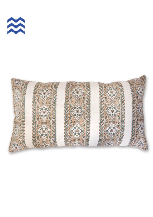 20s Cotton Lumbar Cushion Cover In Graphic Block Print