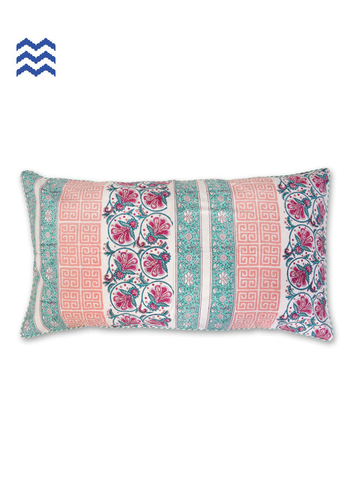 20s Cotton Lumbar Cushion CoverIn Floral Block Print