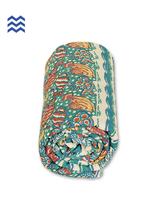 Mul Mul Cotton Quilt In Graphic Block Print