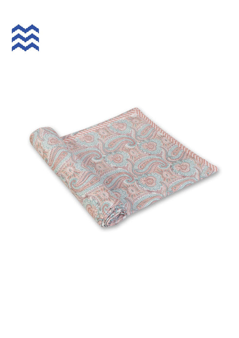 Mulmul Cotton Dohar In Paisley Block Print