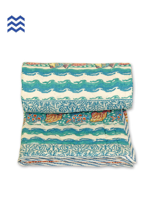 Mul Mul Cotton Quilt In Graphic Block Print