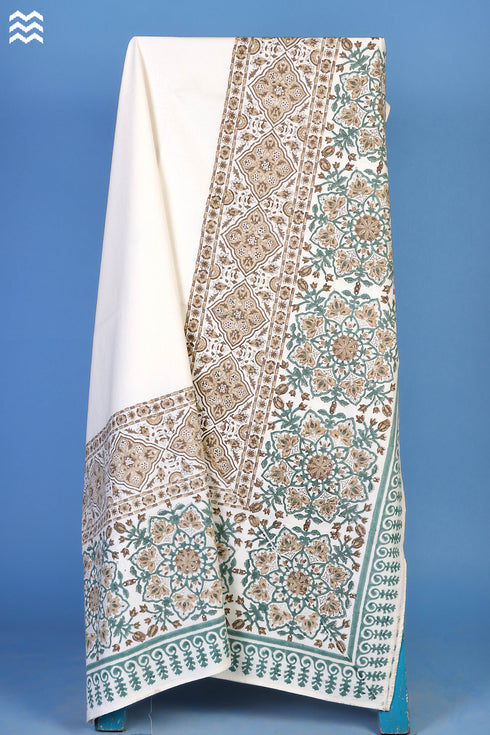 20s Cotton KING SIZE Bed Cover In Graphic Block Print