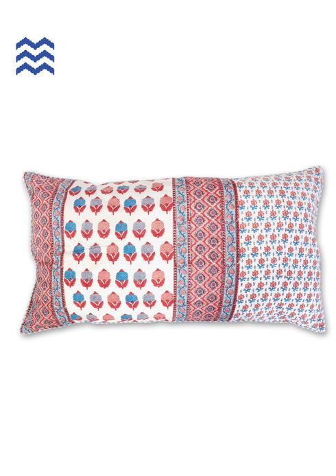 20s Cotton Cushion Cover In FloralBlock Print