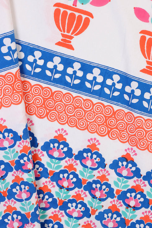 20s Cotton KING SIZE Bed Cover In Graphic Block Print