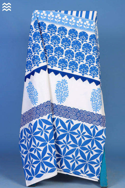 20s Cotton KING SIZE Bed Cover In Graphic Block Print