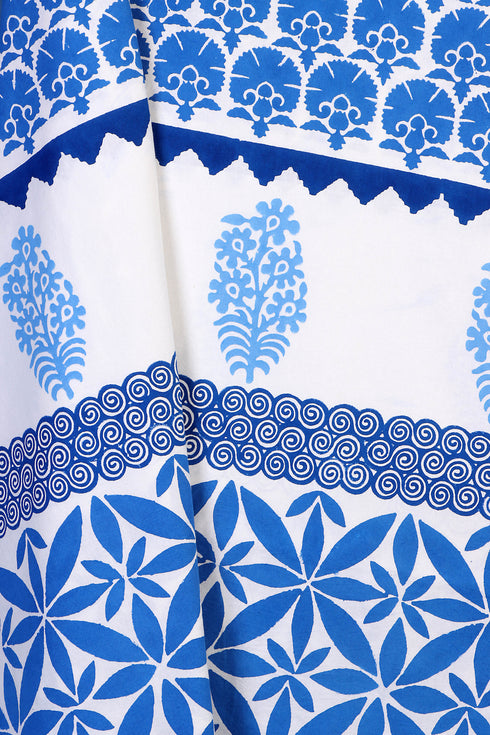 20s Cotton KING SIZE Bed Cover In Graphic Block Print