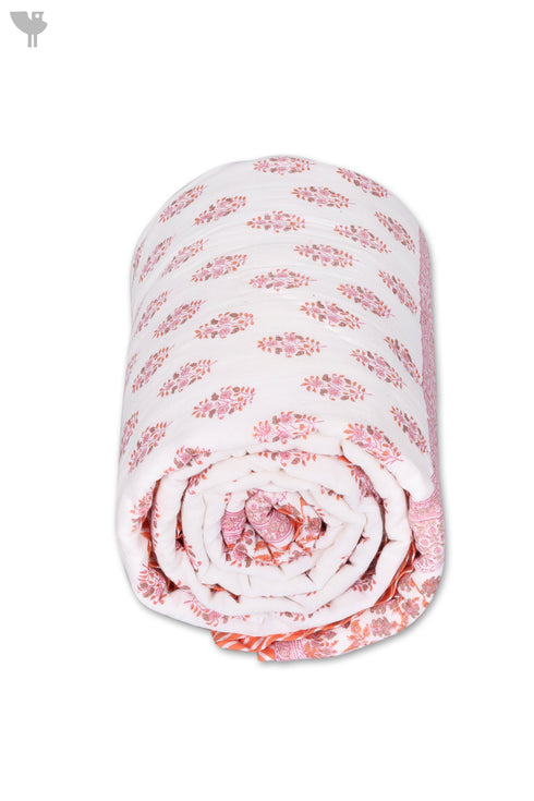 Mulmul Cotton Quilt In Graphic Block Print