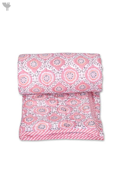 Mulmul Cotton Quilt in Floral Block Print