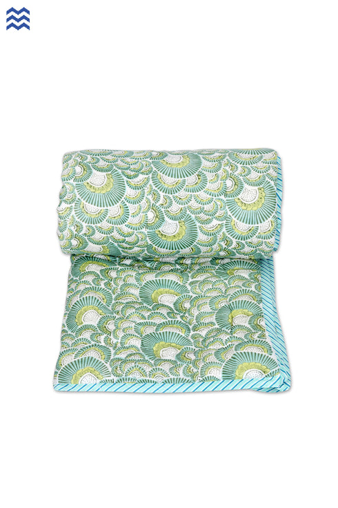 Mulmul Cotton Quilt in Floral Block Print