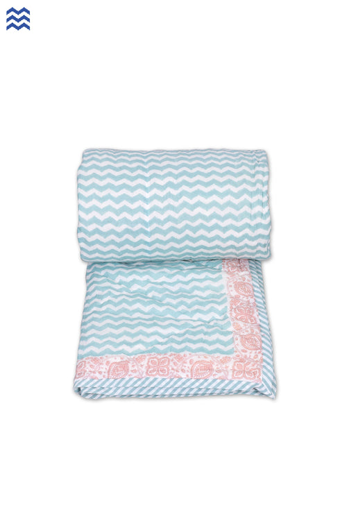 Mulmul Cotton Quilt in Floral Block Print