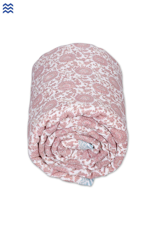 Mulmul Cotton Quilt in Floral Block Print