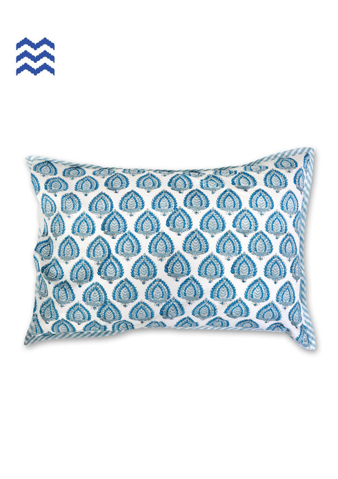 40s Cotton Pillow Cover In Paisley Block Print