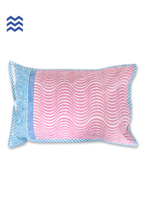 40s Cotton Pillow Cover In Graphic Block Print