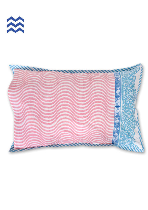 40s Cotton Pillow Cover In Graphic Block Print