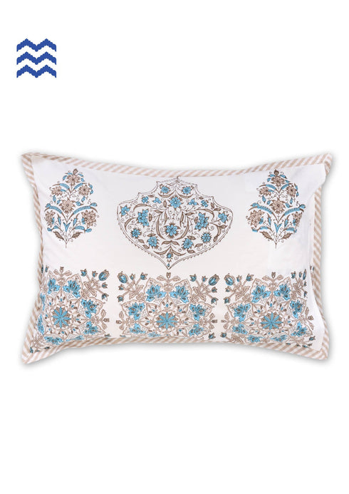40s Cotton Pillow Cover In Graphic Block Print