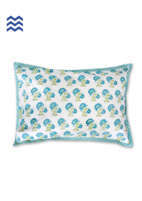 40s Cotton Pillow Cushion Cover In Floral Block Print