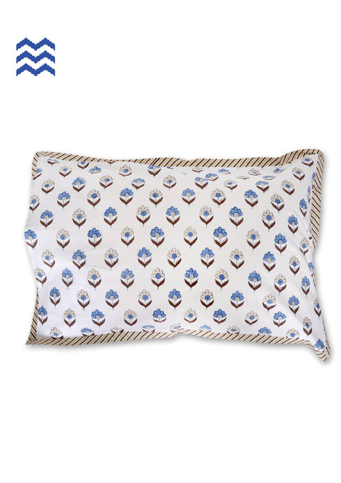 40s Cotton Pillow Cover in Floral Block Print