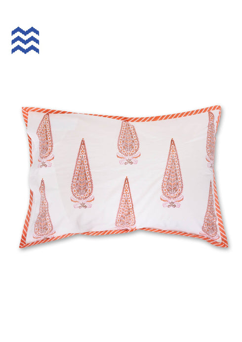 40s Cotton Pillow Cover In Graphic Block Print