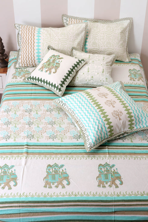 40s Cotton Pillow Cover In Graphic Block Print