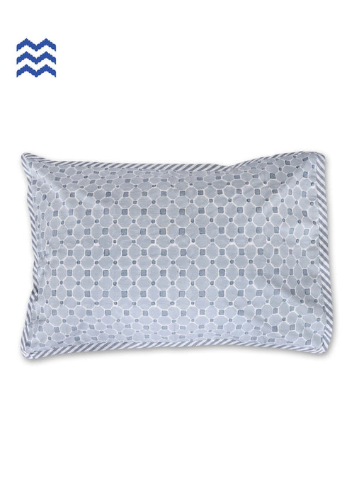 40s Cotton Pillow Cover In Geometric BlockPrint