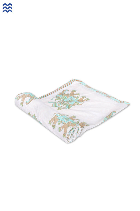 Mulmul Cotton Dohar In Graphic Block Print