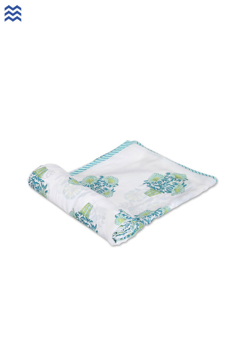 Mulmul Cotton Dohar in Floral Block Print