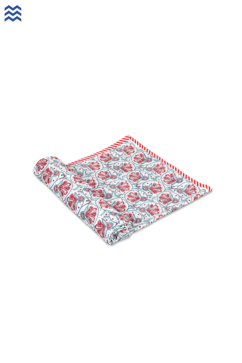 Mulmul Cotton Dohar In Floral Block Print