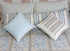 White Cotton Bedcover With Beige and Grey Floral and Stripes Block Print