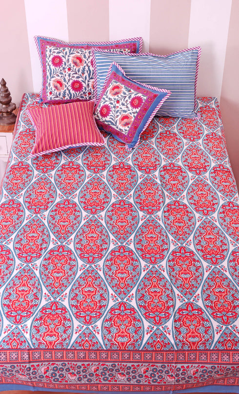 20s Cotton Bed Cover In Graphic Print