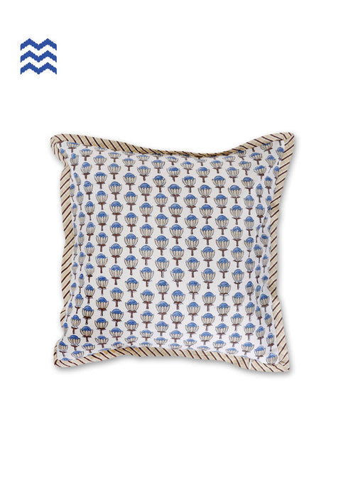 20s Cotton Cushion Cover in Block Print with Piping