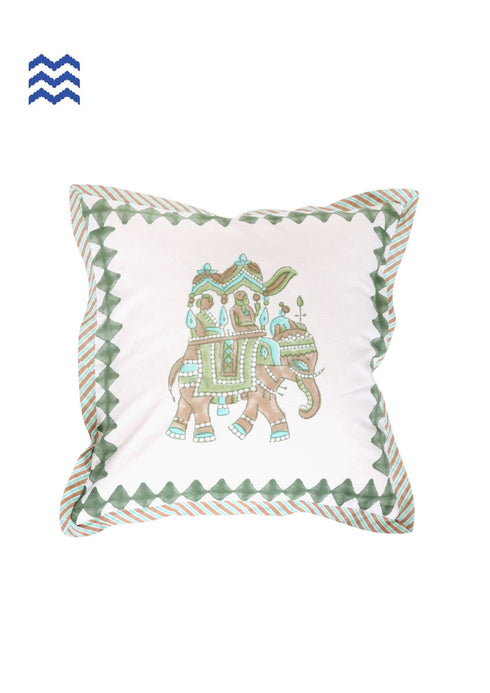 20s Cotton Cushion Cover In Graphic Block Print