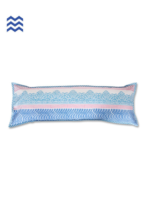 20s Cotton Lumbar Cushion Cover In Graphic Block Print