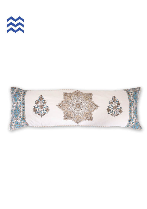 20s Cotton Lumbar Cushion Cover In Graphic Block Print