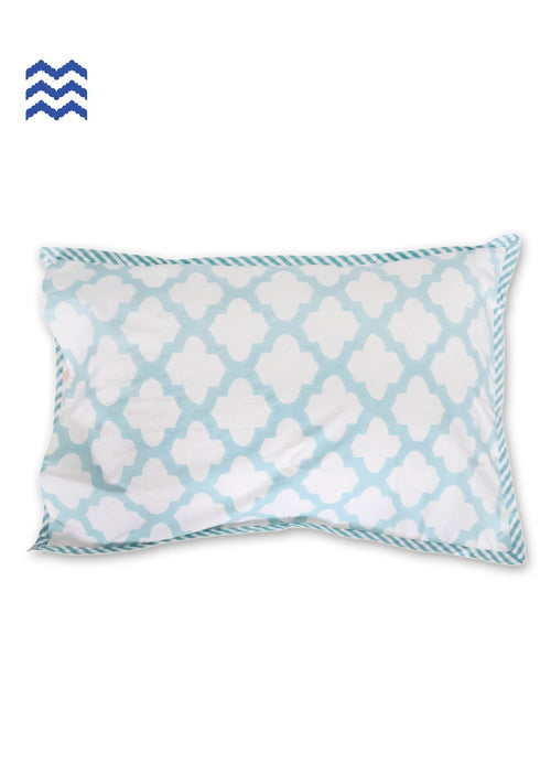 40s Cotton Pillow Cover In Geometric Block Print