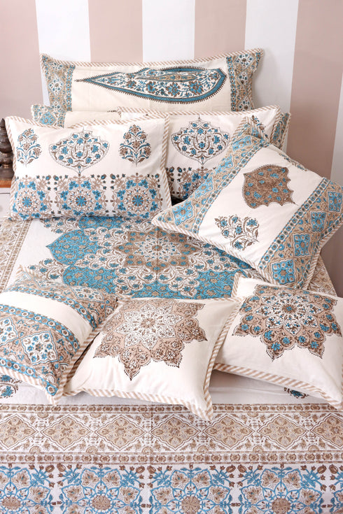 20s Cotton Bed Cover In Graphic Block Print