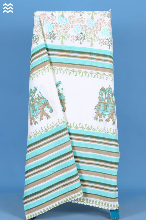 20s Cotton Bed Cover In Graphic Block Print