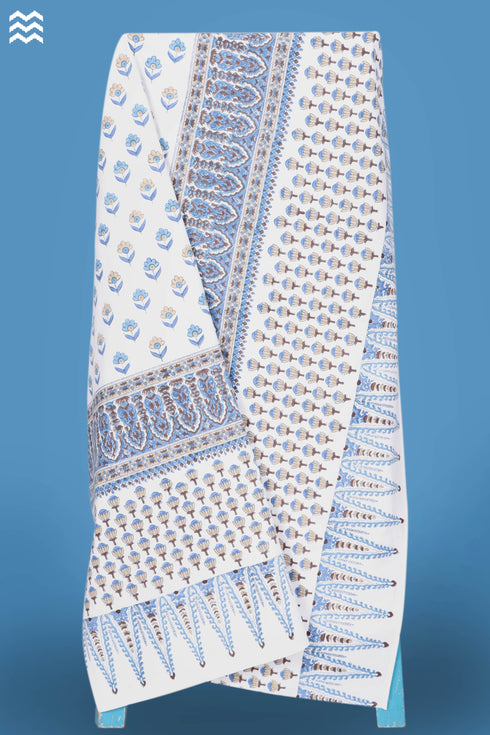 20s Cotton Bed Cover in Floral Block Print