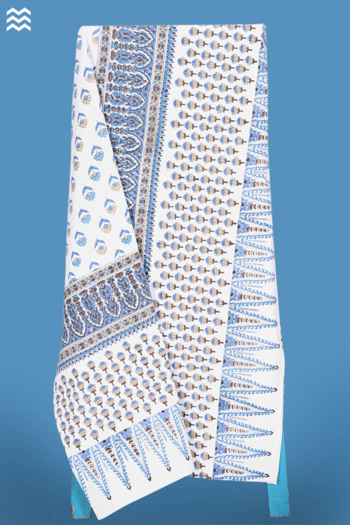 20s Cotton Bed Cover in Floral Block Print