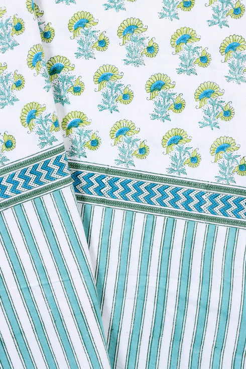 20s Cotton Bed Cover in Floral Block Print