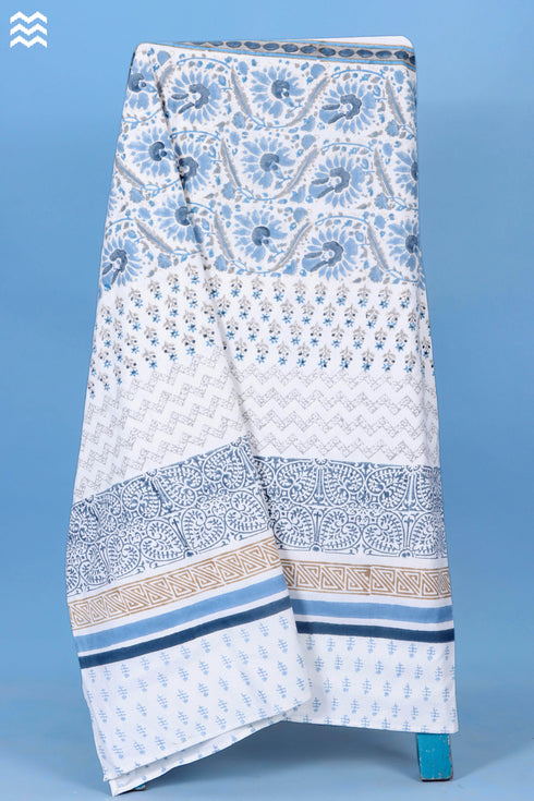 20s Cotton Bed Cover in Floral Block Print