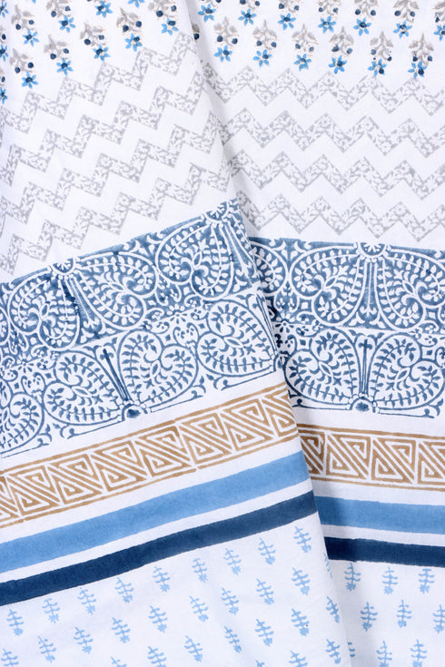 20s Cotton Bed Cover in Floral Block Print