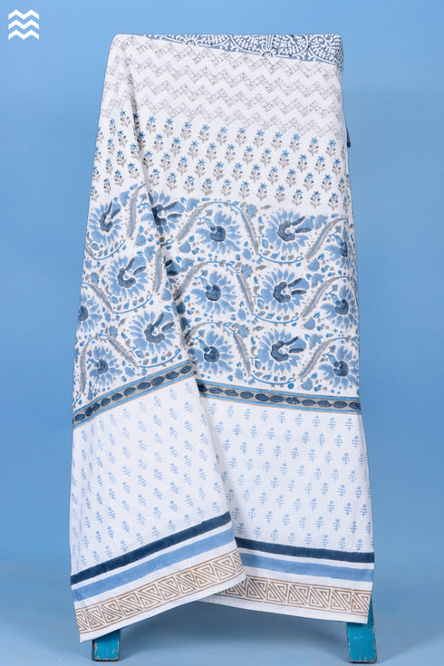 20s Cotton Bed Cover in Floral Block Print