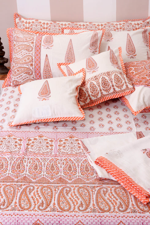 20s Cotton KING SIZE Bed Cover In Assorted Block Print