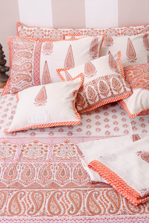 20s Cotton KING SIZE Bed Cover In Assorted Block Print