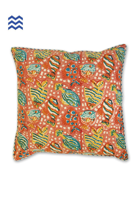 20s Cotton Cushion Cover In Graphic Block Print