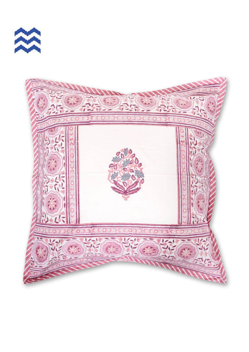 20s Cotton Large Cushion Cover In Graphic Block Print