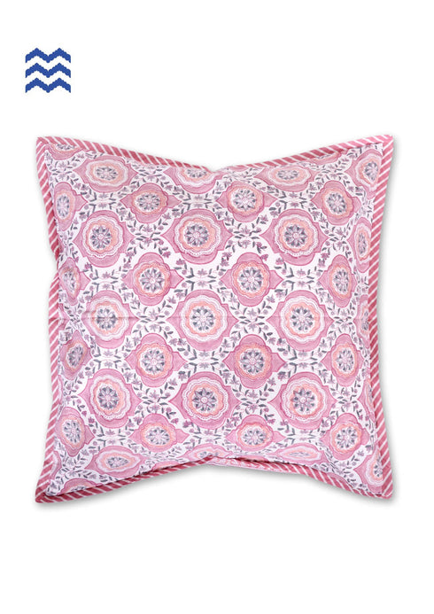 20s Cotton Large Cushion Cover In Graphic Block Print