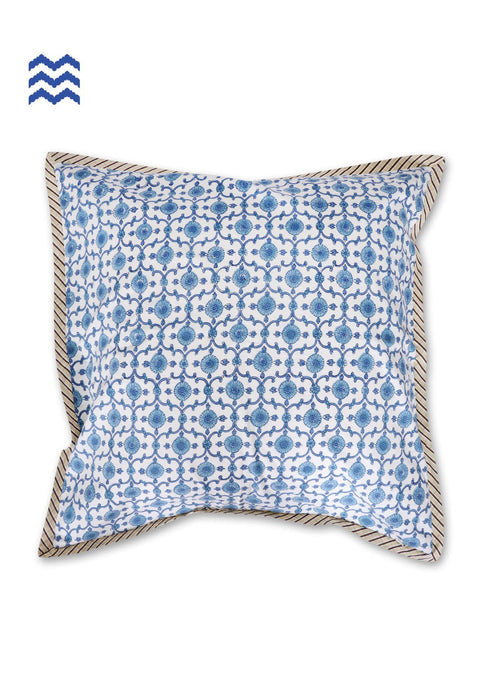 20s Cotton Cushion Cover in Floral Block Print