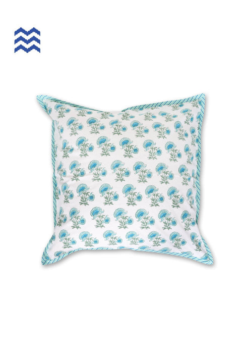 20s Cotton Cushion Cover in Floral Block Print