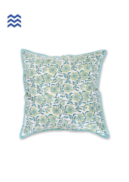 20s Cotton Cushion Cover in Floral Block Print